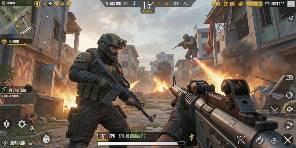 Screenshot menangkap aksi menegangkan dalam gameplay FPS.