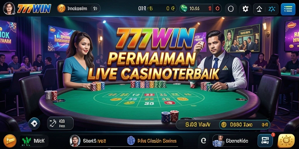 Tampilan gameplay Live Casino di 777WIN dengan dealer profesional.