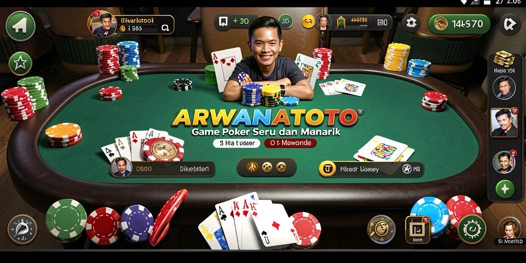 Tampilan menarik dari gameplay Poker ARWANATOTO yang seru.