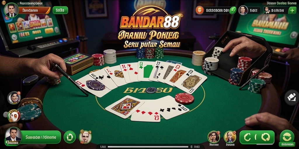 Tampilan gameplay Poker yang menggugah selera di BANDAR88.