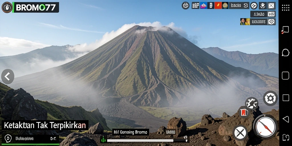 Screenshot gameplay BROMO77 menampilkan suasana mencekam di dalam hutan kelam.