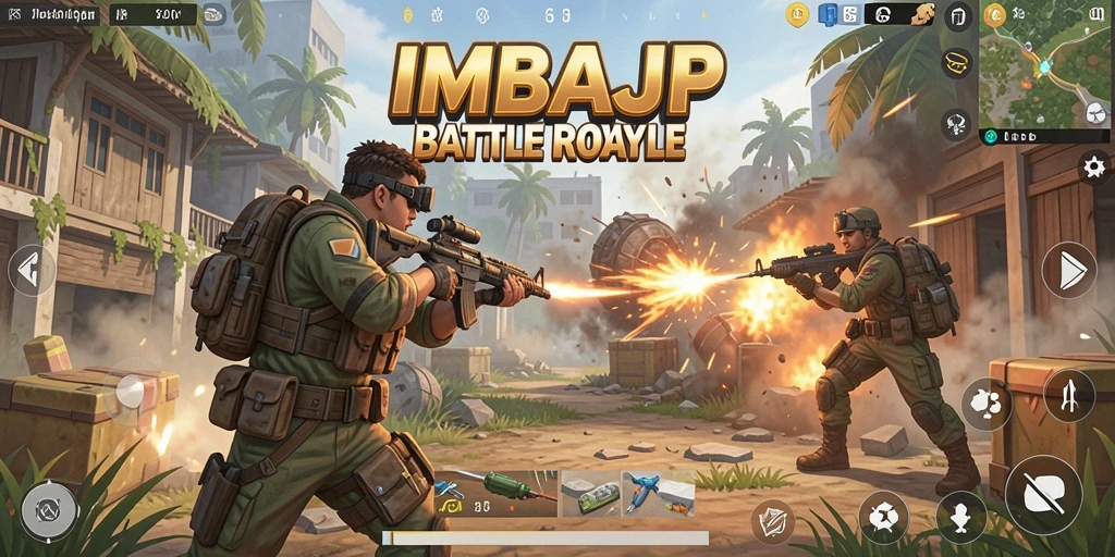 Tampilan gameplay seru dan mendebarkan dari IMBAJP dalam Battle Royale.