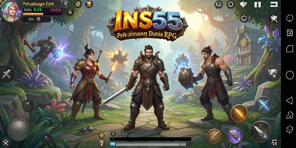 Tangkapan layar utama INS55 menampilkan petualangan seru dalam permainan RPG.