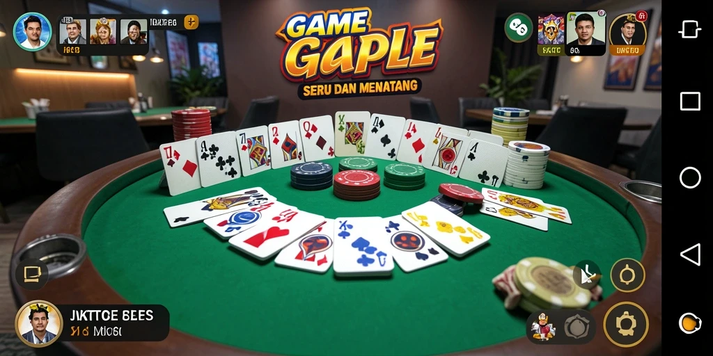 Screenshot utama JKT8 menampilkan gameplay Gaple yang seru.