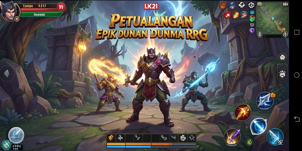 Tampilan menarik dari gameplay RPG LK21 dengan karakter heroik.