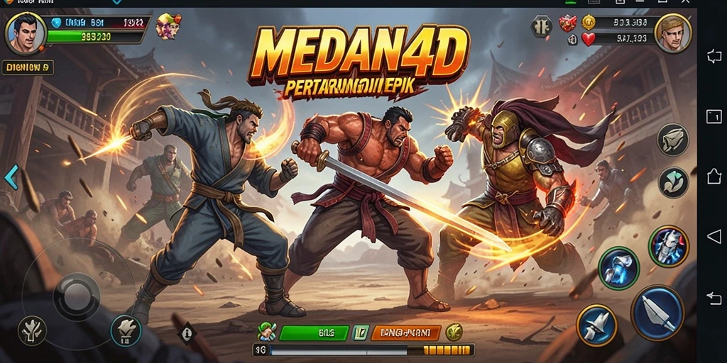 Screenshot menunjukkan aksi pertempuran seru dalam MEDAN4D.