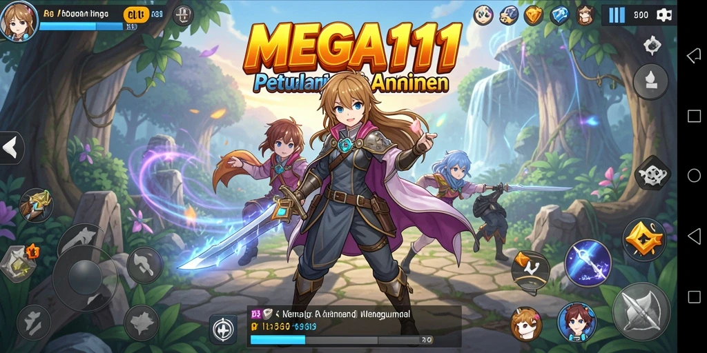 Screenshot menunjukkan pertempuran epik dalam game Anime.
