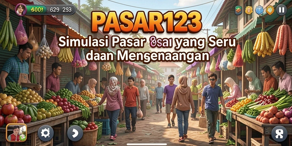Tampilan gameplay PASAR123 yang menampilkan interaksi di pasar virtual.