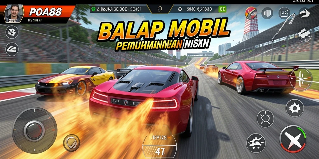 Screenshot utama POA88 menampilkan aksi balap mobil yang mendebarkan.
