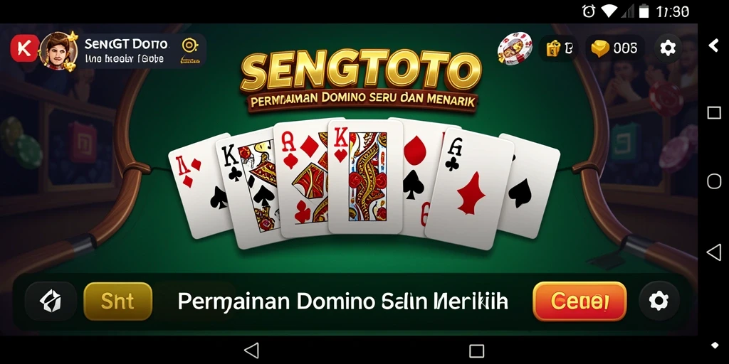 Tampilan gameplay SENGTOTO dengan kartu domino yang menarik.